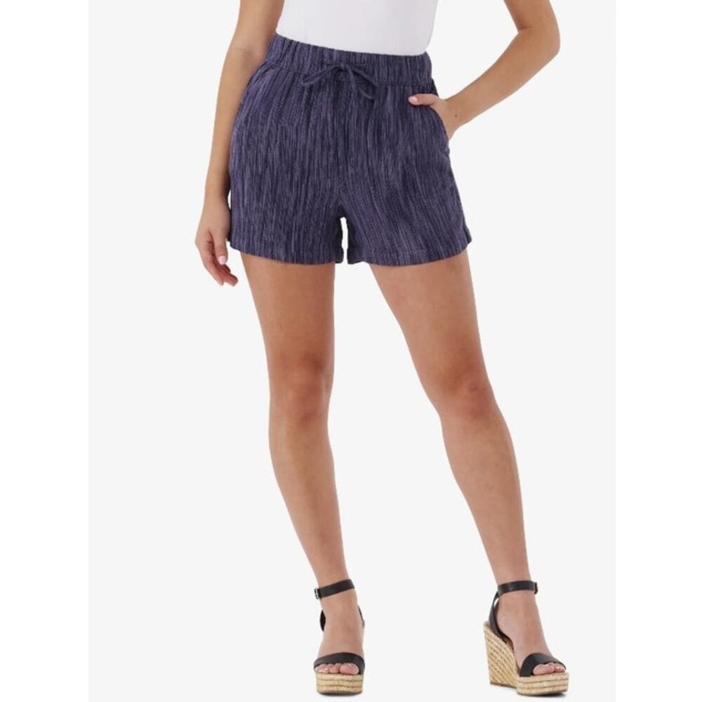 Time‎ and Tru Women's Linen Blend Pull On Shorts, 3.5" Inseam, Size Small Blue
